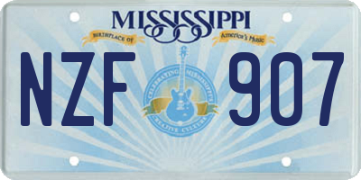 MS license plate NZF907