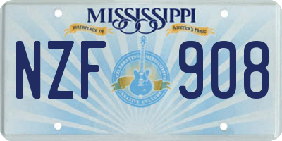 MS license plate NZF908