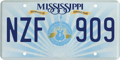 MS license plate NZF909