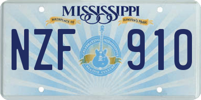 MS license plate NZF910