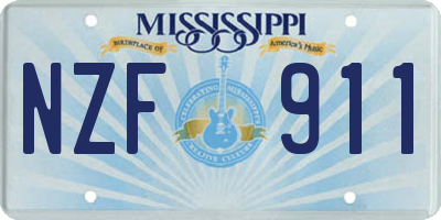 MS license plate NZF911