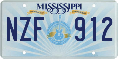 MS license plate NZF912