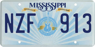 MS license plate NZF913