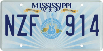 MS license plate NZF914