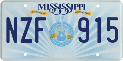 MS license plate NZF915