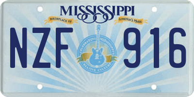 MS license plate NZF916