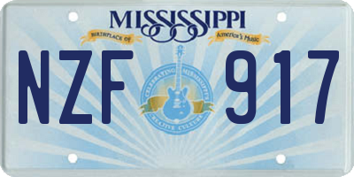 MS license plate NZF917