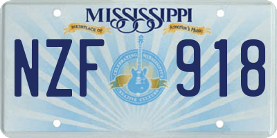 MS license plate NZF918