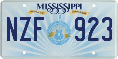 MS license plate NZF923