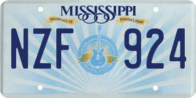 MS license plate NZF924