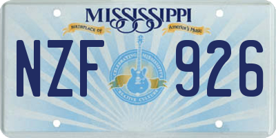 MS license plate NZF926