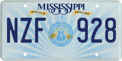 MS license plate NZF928