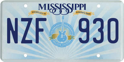 MS license plate NZF930