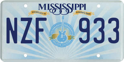 MS license plate NZF933