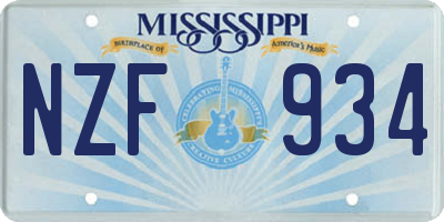 MS license plate NZF934