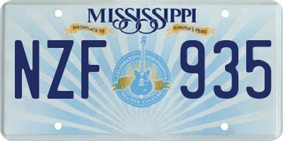 MS license plate NZF935
