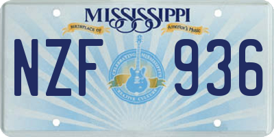 MS license plate NZF936