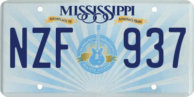 MS license plate NZF937