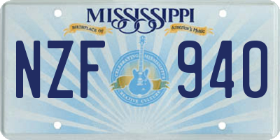 MS license plate NZF940
