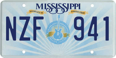 MS license plate NZF941