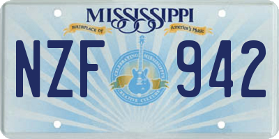 MS license plate NZF942
