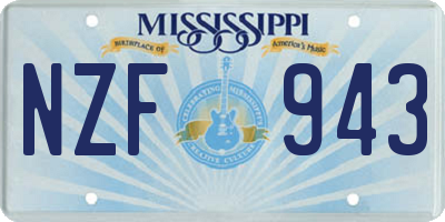 MS license plate NZF943