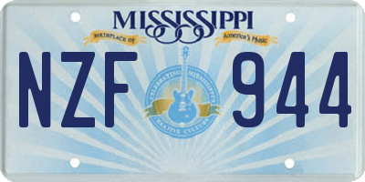 MS license plate NZF944