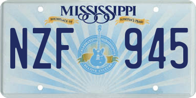 MS license plate NZF945