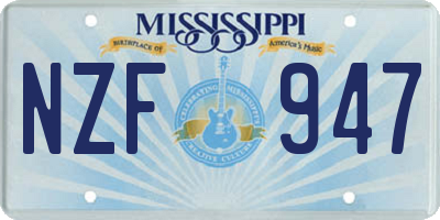 MS license plate NZF947