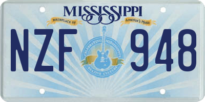 MS license plate NZF948