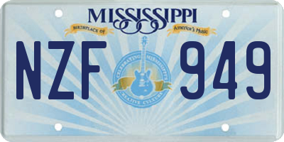 MS license plate NZF949