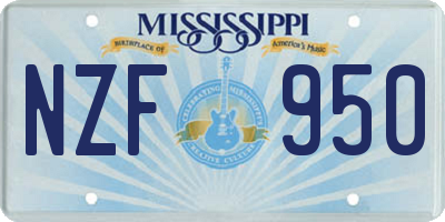 MS license plate NZF950