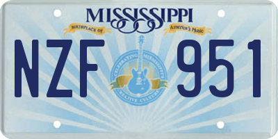 MS license plate NZF951