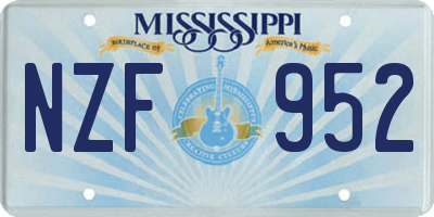 MS license plate NZF952