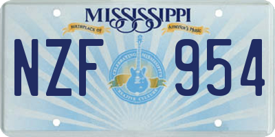 MS license plate NZF954