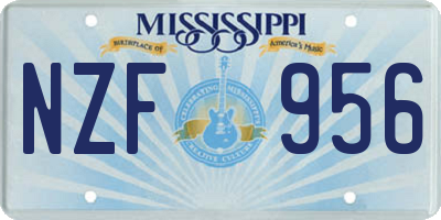 MS license plate NZF956