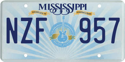 MS license plate NZF957