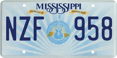 MS license plate NZF958
