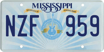 MS license plate NZF959
