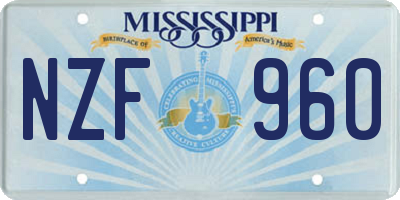 MS license plate NZF960