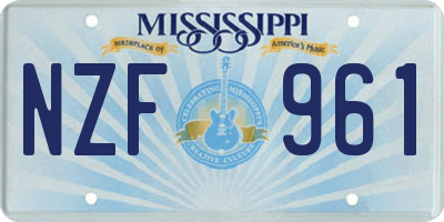 MS license plate NZF961