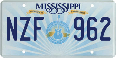 MS license plate NZF962