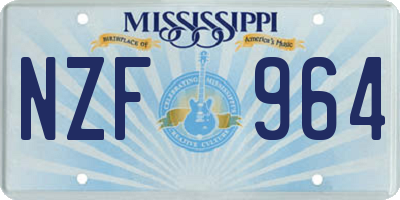 MS license plate NZF964