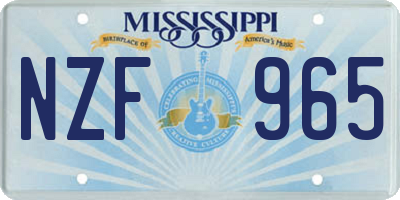 MS license plate NZF965
