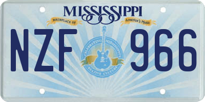 MS license plate NZF966