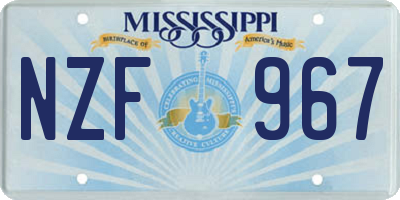 MS license plate NZF967