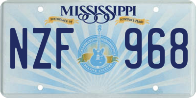 MS license plate NZF968