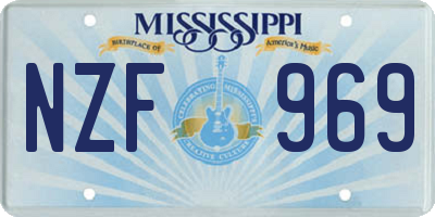 MS license plate NZF969
