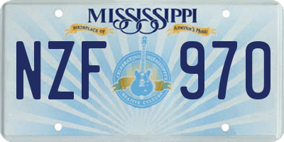 MS license plate NZF970