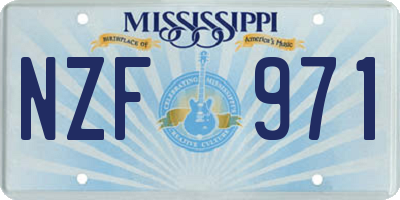 MS license plate NZF971